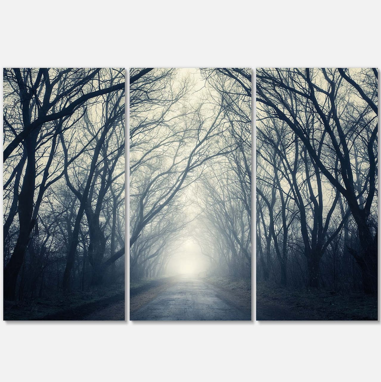 Designart - Dark Autumn Forest in Fog - Photography Canvas Art Print